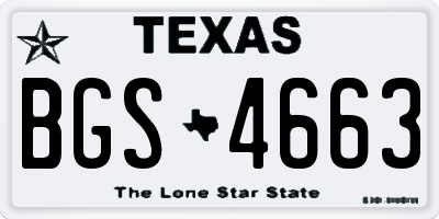 TX license plate BGS4663