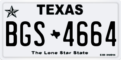 TX license plate BGS4664