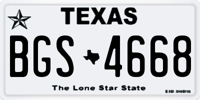 TX license plate BGS4668