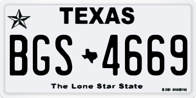 TX license plate BGS4669