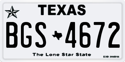 TX license plate BGS4672