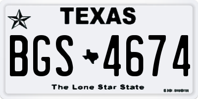 TX license plate BGS4674
