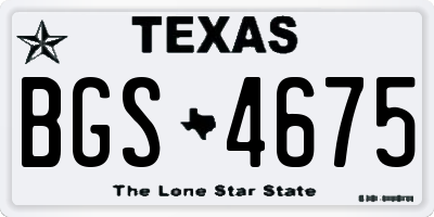 TX license plate BGS4675