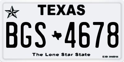 TX license plate BGS4678
