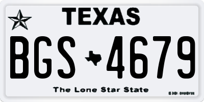 TX license plate BGS4679