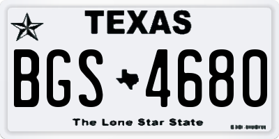 TX license plate BGS4680