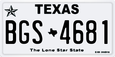 TX license plate BGS4681