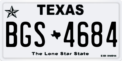 TX license plate BGS4684