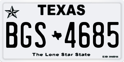 TX license plate BGS4685