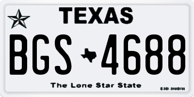 TX license plate BGS4688