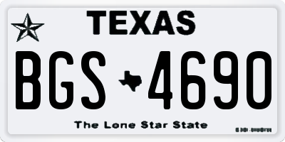 TX license plate BGS4690