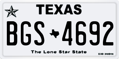 TX license plate BGS4692