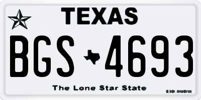 TX license plate BGS4693