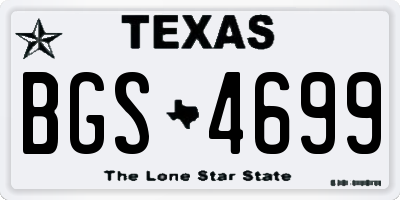 TX license plate BGS4699
