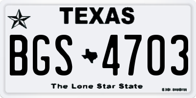 TX license plate BGS4703