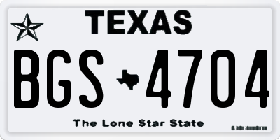 TX license plate BGS4704