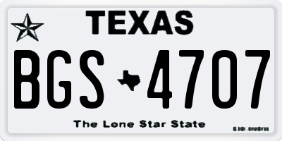 TX license plate BGS4707