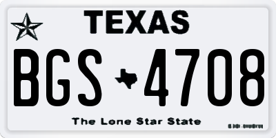 TX license plate BGS4708