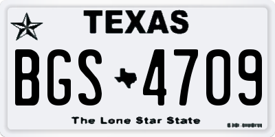 TX license plate BGS4709