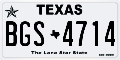 TX license plate BGS4714
