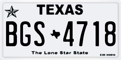 TX license plate BGS4718