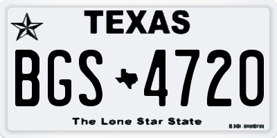 TX license plate BGS4720