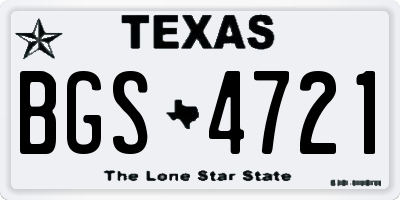 TX license plate BGS4721
