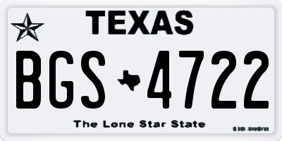 TX license plate BGS4722