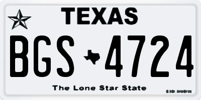 TX license plate BGS4724