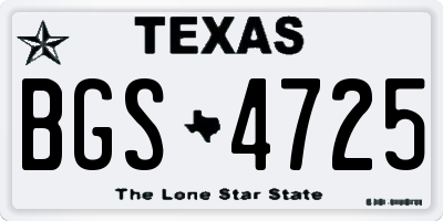 TX license plate BGS4725