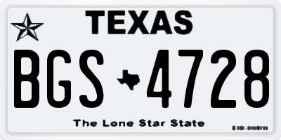 TX license plate BGS4728