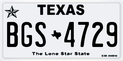 TX license plate BGS4729