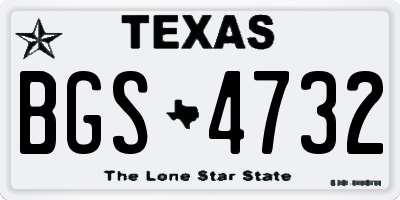 TX license plate BGS4732