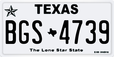 TX license plate BGS4739