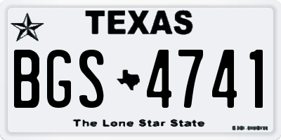 TX license plate BGS4741