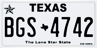 TX license plate BGS4742