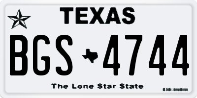 TX license plate BGS4744