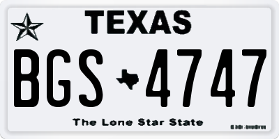 TX license plate BGS4747