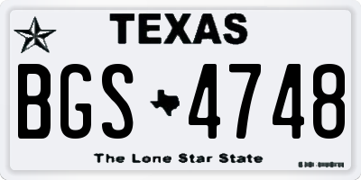 TX license plate BGS4748