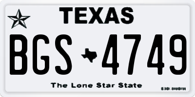 TX license plate BGS4749