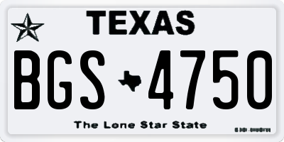 TX license plate BGS4750