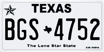 TX license plate BGS4752