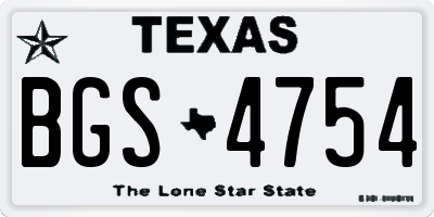 TX license plate BGS4754
