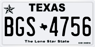 TX license plate BGS4756