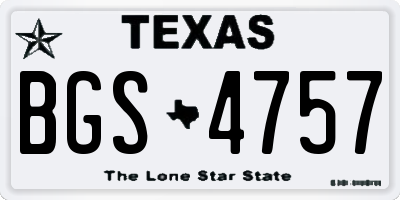 TX license plate BGS4757