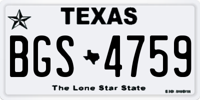 TX license plate BGS4759