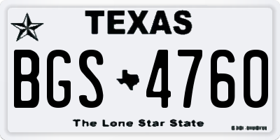 TX license plate BGS4760