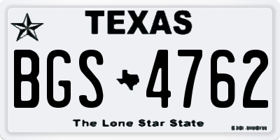 TX license plate BGS4762