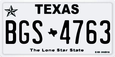 TX license plate BGS4763