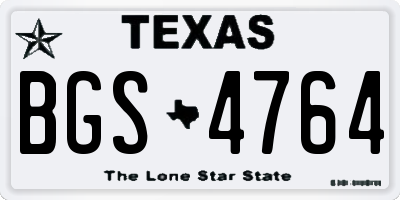 TX license plate BGS4764